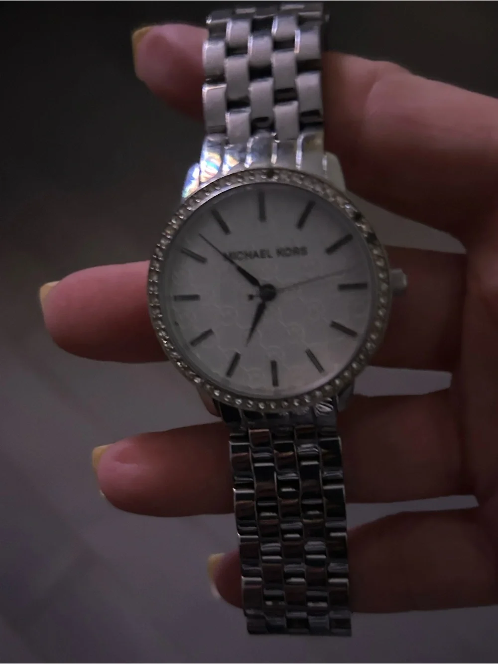 Michael Kors Silver Nini Crystal Watch MK3372 - Working Battery!